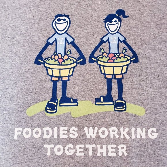 Life is Good Vintage Mens Foodie Working Together Gray T-Shirt Size XXL - Picture 4 of 13